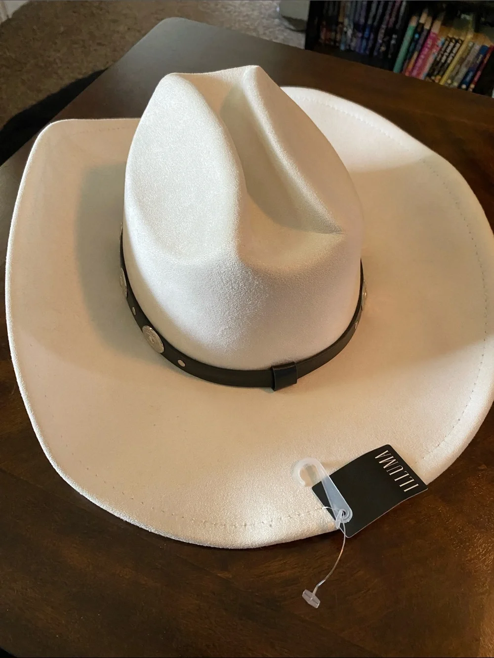 Illuma Faux Suede Cream Cowgirl Hat with Tag